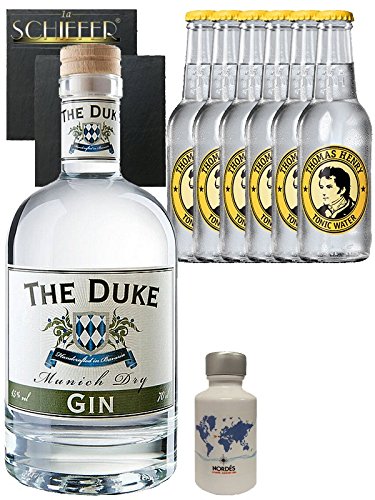 Gin-Set The Duke München Dry BIO Gin 0,7 Liter + Nordes Atlantic Gin 0,05 Liter Miniatur + 6 Thomas Henry Tonic Water 0,2 Lit