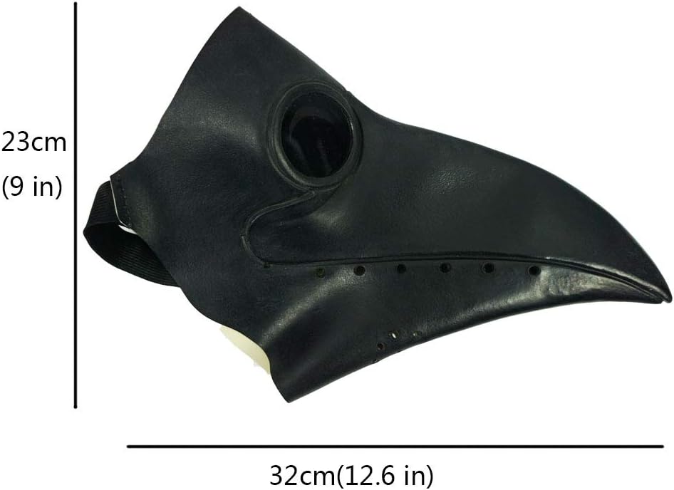PartyHop Plague Doctor Mask, Black Bird Beak Steampunk Gas Costume, for Kid and Adult, 32x20x20 - Image 5