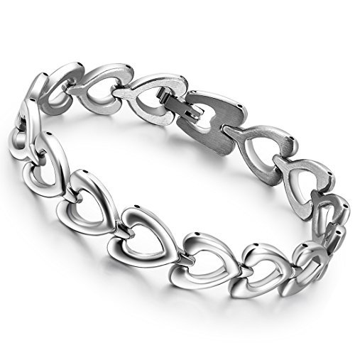 Cupimatch Mens Heavy Gothic 18MM Wide Biker Silver Tone Stainless Steel Motorcycle Chain Bracelet 9.1" (7.8 heart) — image 1