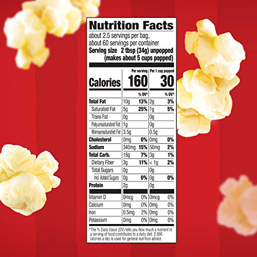 ORVILLE REDENBACHER’S MICROWAVE POPCORN, MOVIE THEATER BUTTER FLAVOR, 3G FIBER PER SERVING, 3.29 OZ., 24-COUNT