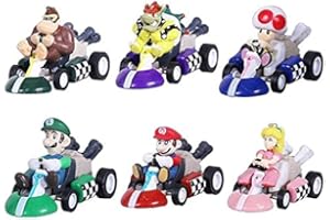 HUAWELL Supe Mari Bs Kart Pull Back Cars Motorcycle Luigi Yoshi Toad Princess Peach Donkey Kong 2.5 Inch for Kids+ Gift (6 Pcs)