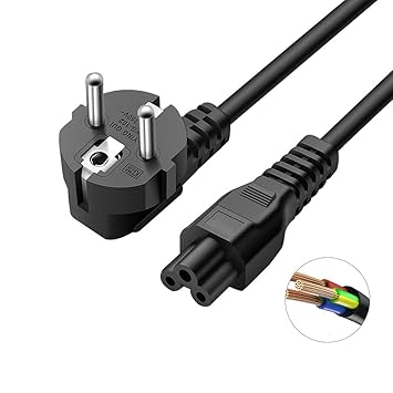 DTK C5 Inline Netzkabel für Notebook 3-polig Kupplung schwarz Notebook-Netzkabel Mit Schukostecker Netzteil-Kabel Ladegerät S