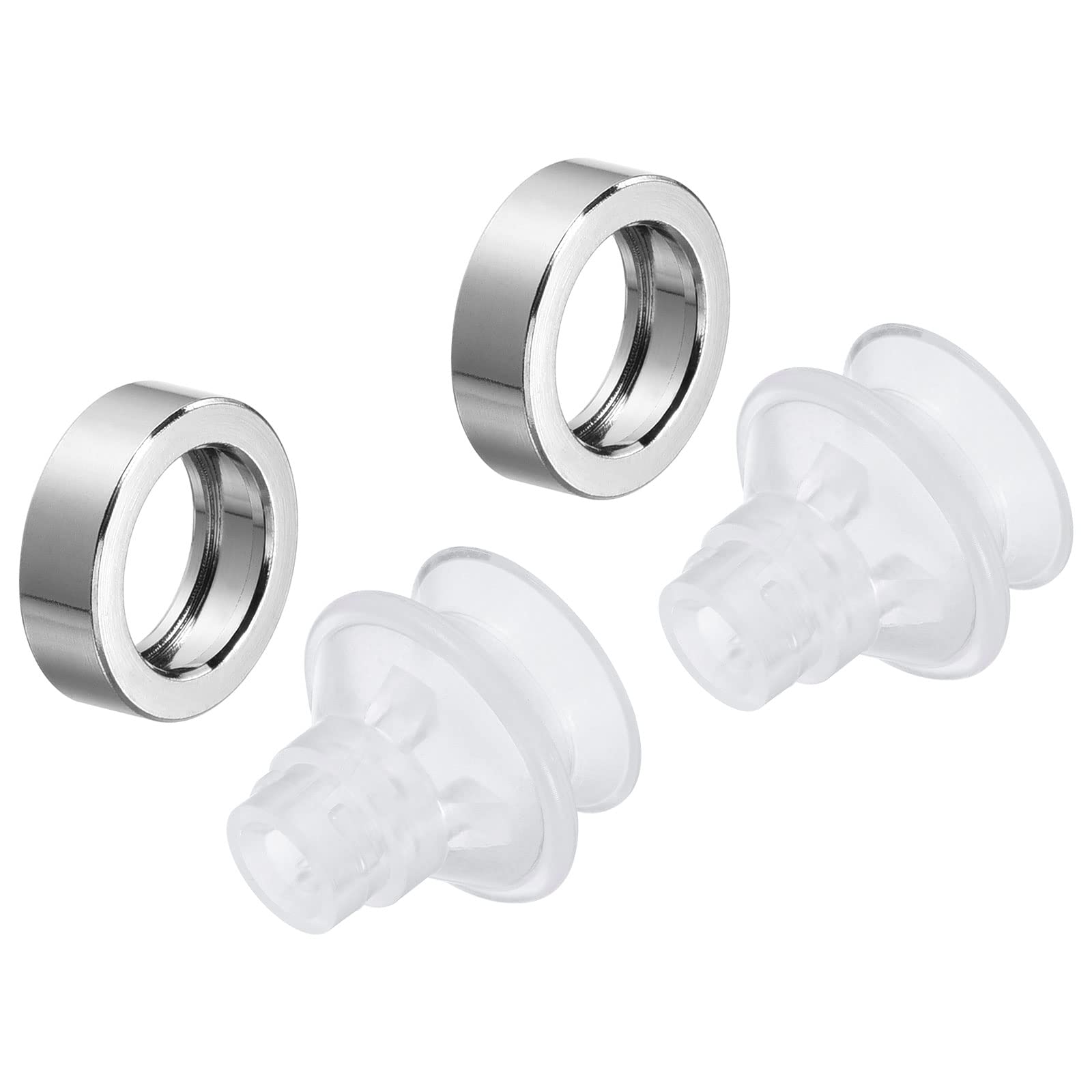 PATIKIL Vacuum Suction Cup, 2 Pack Silicone Rubber 4mm ID x 18mm OD Pneumatic Bellows Sucker Pad with Gasket for Industry, Clear