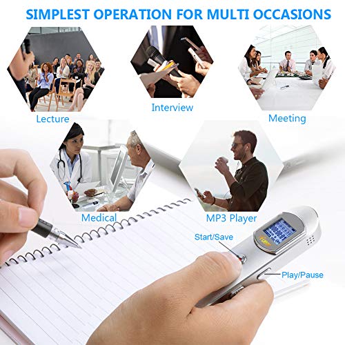Voice Recorder, 16GB 1536Kbps Digital Voice Activated Recorder for Meetings,Lectures,Class - Stereo Audio Sound Recorder with 64GB TF Card Expansion, Noise Reduction, Password, USB Charge by Hfuear - Thumbnail 5