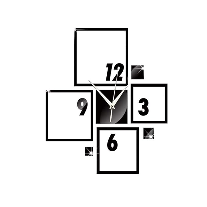 YWLINK Moderno Reloj De Pared Grande Etiqueta De Espejo 3D NúMero ...