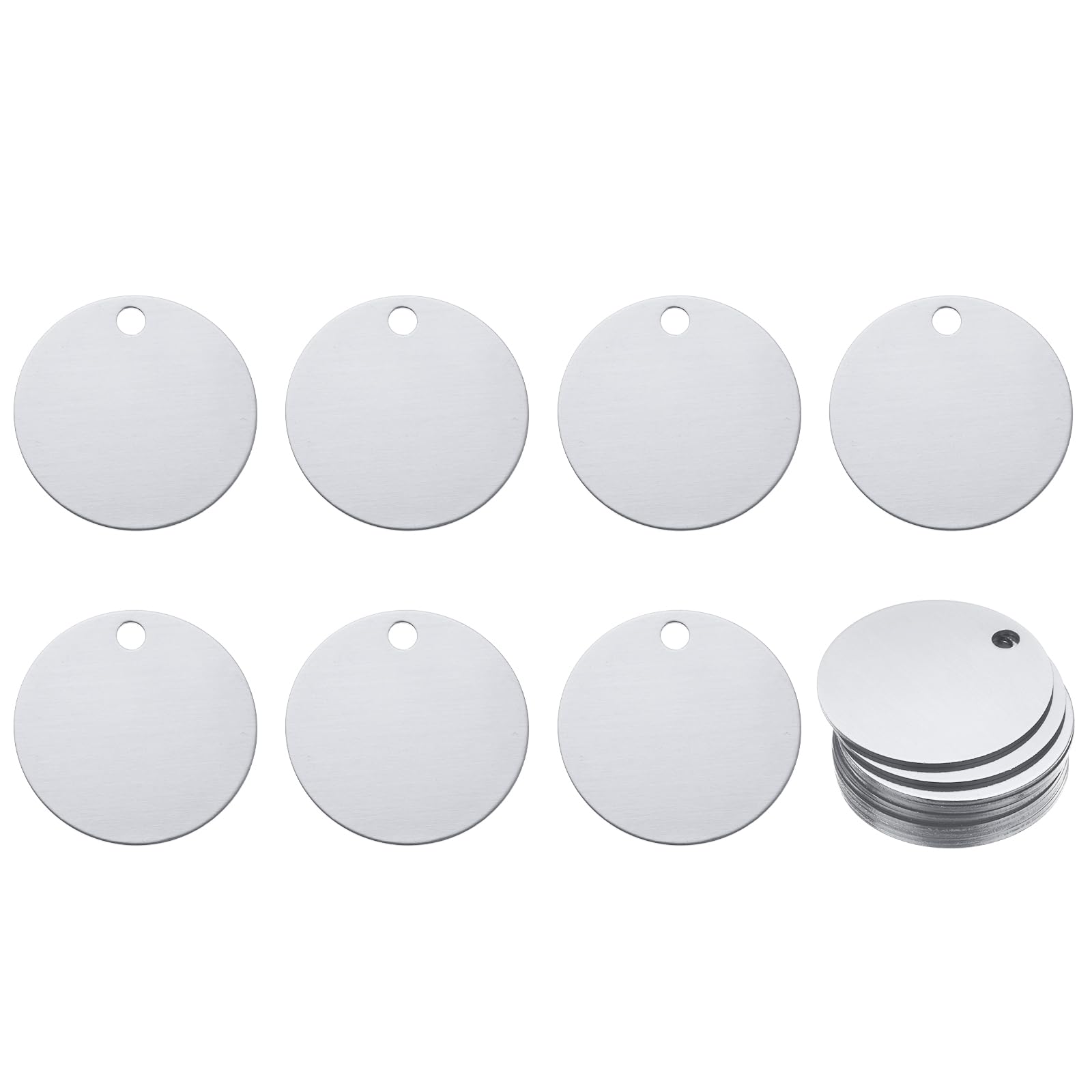 Rebower Aluminum Blank Tags Engraving Metal Stamping Blanks,[for Number Tag, Dog Tag,Pendant Decoration] - Dia 1.4 Inch/Silver / 25 Pcs