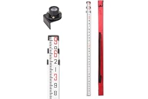 MOUNTLASER GEOLENI Aluminum Grade Rod - 8ths, with Carrying Case and Rod Level (9 Foot), Grading and Leveling Grade Rod is just 1mm Thick, just 42 inches Tall When collapsed, with Inch Scale at Back and Front