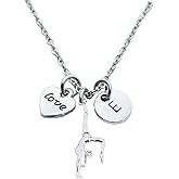 Gymnastics Charm Necklace, Personalized Gymnastics Jewelry, Custom Initial Gymnastics Pendant for Women, Teens and Girls, Gymnast Accessories