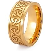 SIPURIS Celtic Trinity Knot Ring Witches Knot Irish Triquetra Knot Ring Stainless Steel Nordic Viking Ring Band Jewelry for Men Women