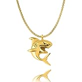 YangQian Gold Shark Necklace for Men Women Sea Ocean Animal Necklaces for Men Women Stainless Steel Fish Necklace for Shark Lovers Gift