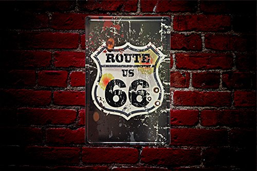 YOSEE Route 66 Rustic Metal Tin Signs Wall Decor Art 8x12 Inches (20x30cm)
