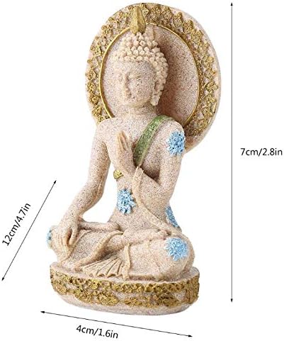 Hilitand Buddha Statue, Sculpture Hand Carved Sandstone, Fengshui Sandstone Buddha Statue for Home Altar Zen Decor Birthday Gift - Image 3