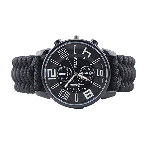 TOPSHION Fashion Men Luminous Compass Umbrella Rope Survival Watch Flint Life Waterproof Watch-As a Good Christmas Gift For Hiking TOPSHION Fashion Men Luminous Compass Umbrella Rope Survival Watch Flint Life Waterproof Watch-As a Good Christmas Gift For Hiking