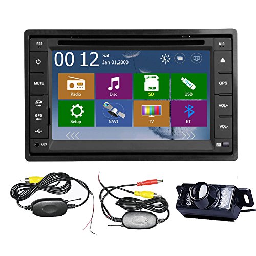 Wireless Rear Camera Included Pupug 2015 New Model 6.2-Inch Double-2 DIN In Dash Car DVD Player Touch screen LCD Monitor with DVD/CD/MP3/MP4/USB/SD/AMFM/RDS Radio/Bluetooth/Stereo/Audio and GPS Navigation SAT NAV Head Deck Tape Recorder Wall Paper exchange HD:800*480 LCD+Windows Win 8 UI Design Free GPS Antenna+Free Official GPS Map+Free Wireless Backup Camera