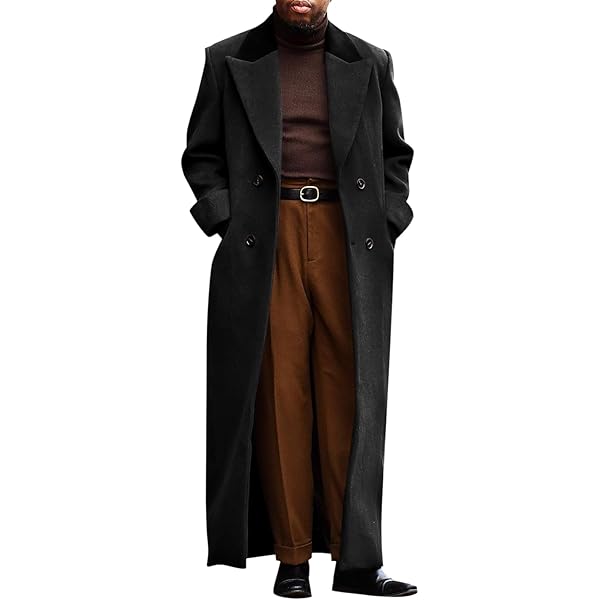 Pantete Man's Double Breasted Trench Coat Oversized Casual