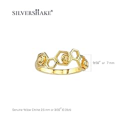 Silvershake 3-Stone Genuine Citrine 14K Yellow Gold