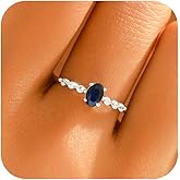 Yueyoer Halo Eternity Band Ring for Women 925 Sterling Silver Sapphire Crystal Birthstone Stackable Rings for Her Blue Cubic Zirconia Engagement Ring to Daughter Mother Wedding Birthday Jewelry Gift