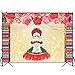 Funnytree 7X5FT Mexican Girl Frida Kahlo Backdrop Colorful Stripes Dress-up Flowers Fiesta Background for Mexico Princess Birthday Party Banner Decoration Photo Booth Studio Props