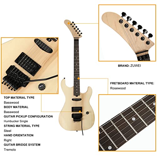 ZUWEI DIY Electric Guitar Kits BSESPUN Basswood Body, Humbuckers