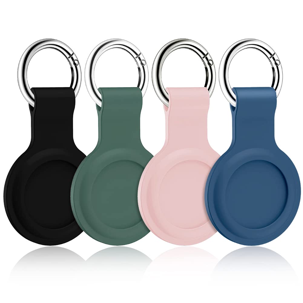 4 Pack Case for AirTags with Key Ring,Kucheed Anti-Scratch Soft Silicone Protective Bumper Case Tracker Holder for AirTag,Portable Phone Finder Skin Cover Compatible with AirTag for Keys Pet Backpacks