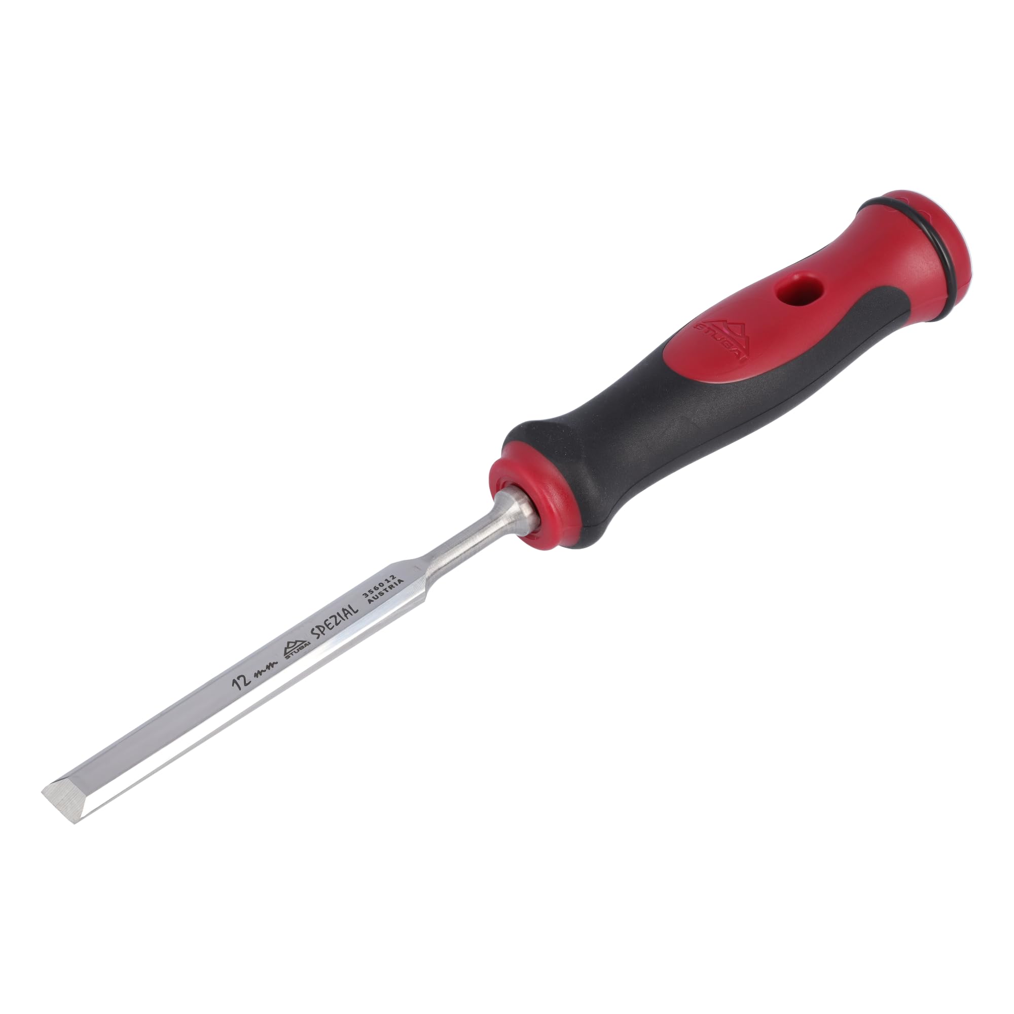 Stubai 356012 "Swedish Type" Special Wood Chisel with 2C-Handle, Silver/Red/Black, 12 mm