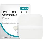 Dimora Hydrocolloid Wound Dressing, 10 Pcs Ultra Thin 4" x 4" Large Patch Bandages with Self-Adhesive, Fast Healing for Bedsore, Burn, Blister, Acne Care, Sterile and Waterproof