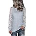 Orangeskycn Fashion Womens Casual Lace Long Sleeve Pullover Crop O-Neck T-Shirt Blouse Tops