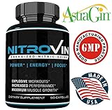 Nitro Vin -Excellent Pre Workout Supplement with L-Arginine, Citrulline Malate, AAKG, L-Ornithine, Taurine | Powerful for More Energy & Blood Flow | 90 Capsules