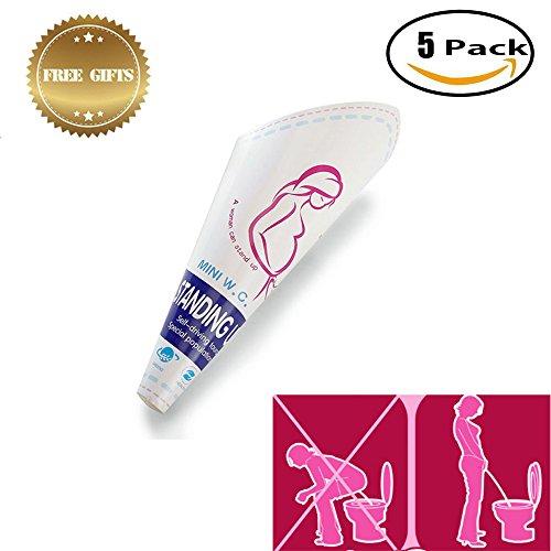 kecho Disposable Urine Bags Camping Pee Bags for Travel Urinal Mini Toilet Super Absorbent Traffic Jam for Men Children Pregnant Woman, 8 Pcs Urine Bags and 5 Pcs Female Portable Urination Device