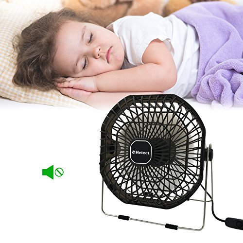 USB Fan, Helect 7-Inch Frame Mini USB Table Desk Personal Fan Quiet Rotatable (Black) - H1055