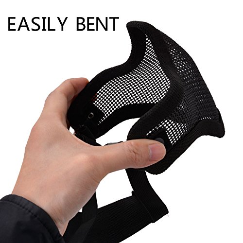 WalkingMan Skull Airsoft Mask and Goggles - Tactical Lower Face Mask Steel Metal Mesh - for BB Gun/CS Game/Paintball - Outdoors Ghost Mask Army for Men&Women (Black gogles)