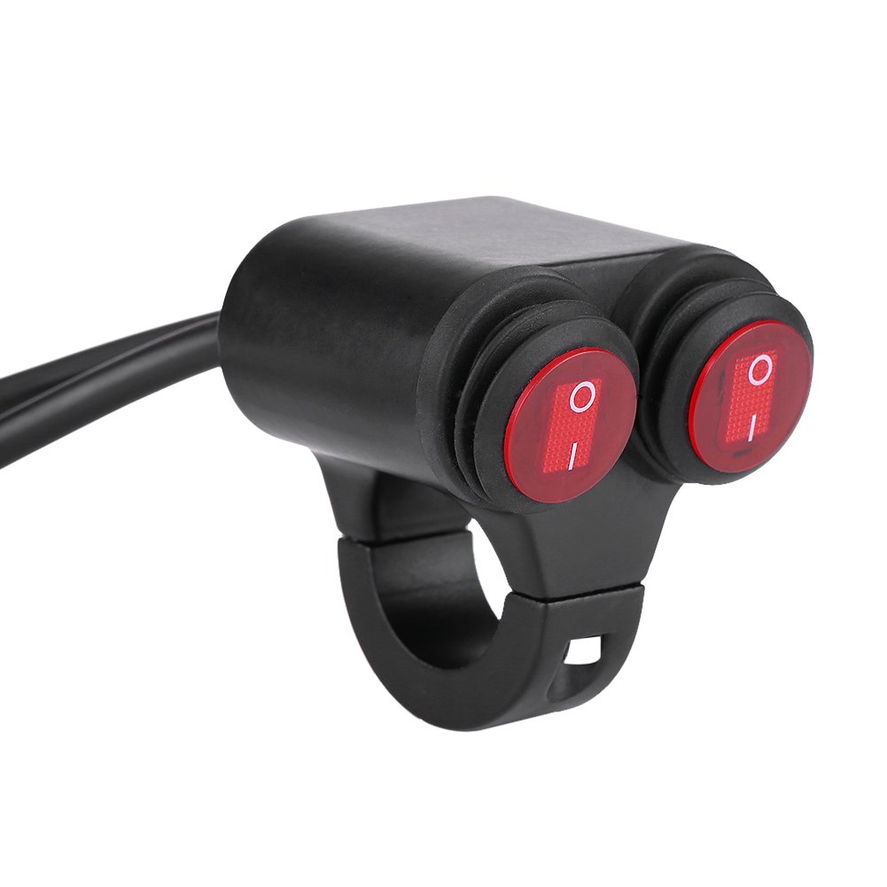 Universal 22mm Motorcycle Handlebar Headlight Switch- Handlebar Brake Fog Lights Horn Dual Control Button Switch (C) Headlights/Headlights