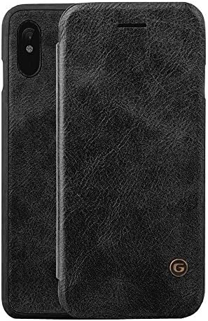 Apple iphone X Cell Phone Protective Case for Men and Women, Premium Soft PU Leather Cover Flip Cases (Black)