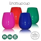 Stemless Silicone Wine Glasses | Set of 4 - 12 Oz Fun Vibrant Colors | Unbreakable | Eco Friendly | Take Anywhere on the Go | Fill with Your Favorite Beverage | Summertime Must Have | Travel Storage Bag Included