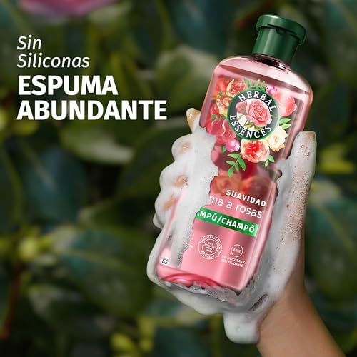 Shampoo herbal essences softness rose, 350 ml, hidrata, origem natural*, sem silicone, vegano, não testado em animais *ingredientes da fórmula