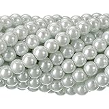 RUBYCA 200Pcs Czech Tiny Satin Luster Glass Pearl Round Bead for Beading Jewelry Making 4mm White
