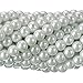 RUBYCA 200Pcs Czech Tiny Satin Luster Glass Pearl Round Bead for Beading Jewelry Making 8mm White