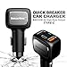 [Qualcomm Certified] 3-port Car Charger Qualcomm Quick Charge 3.0 USB , Type-C [USB-C], Total 33W 6A for Samsung, iPhone, iPad, LG, Nexus, HTC and MacBook More Emergency Car Window Hammer …