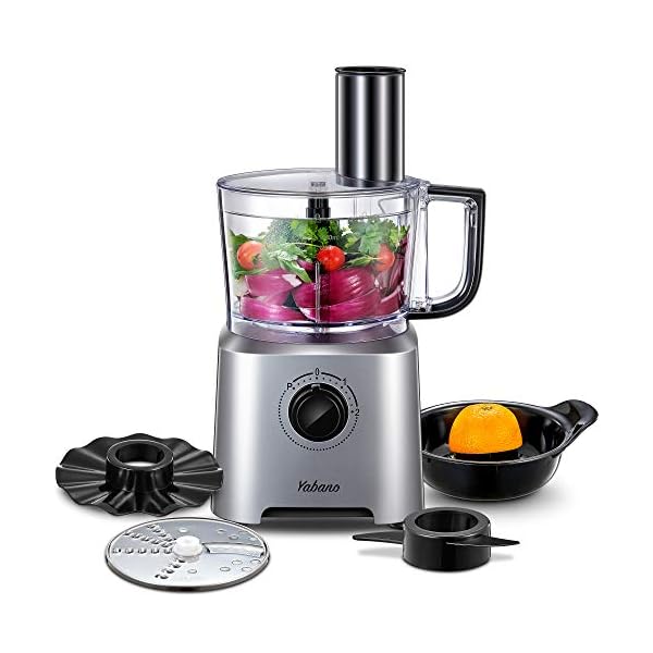 Food-Processor-6-in-1-Multifunctional-Compact-Food-Mixer-with-Chopper-Knead-Dough-Citrus-Juicer-Shredder-Slicing-Emulsifying-disc-3-Speed-Pulse-Controls-Ttriple-Safety-Lock-by-Yabano Yabano Food Processor 6 in 1 Multifunctional, Compact Food Mixer with Chopper, Citrus Juicer,Knead Dough, Shredder and…