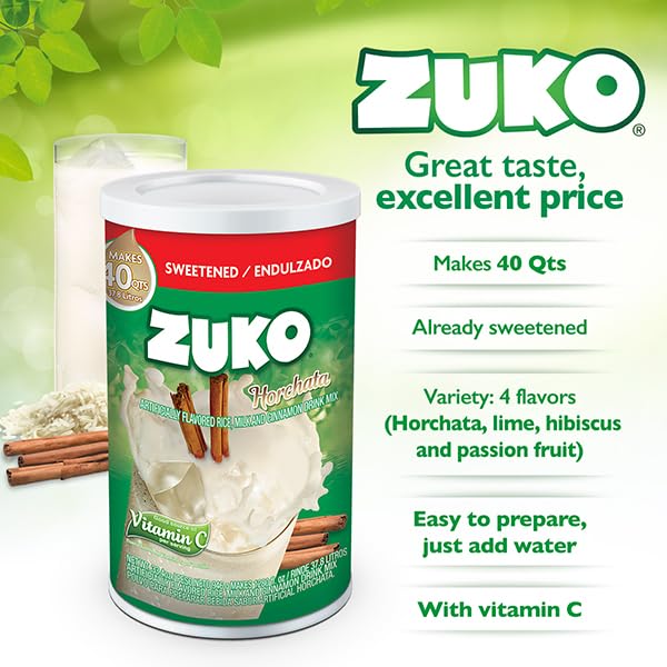ZUKO HORCHATA INSTANT POWDER DRINK, CANISTER, NO SUGAR NEEDED, 33.4 OZ (PACK OF 1)