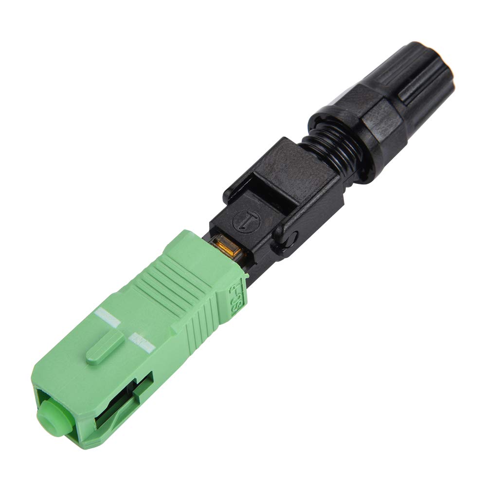 Samfoxy 100Pcs Optic Fiber Quick Connector, SC/APC Embedded Optic Fiber Straight Plug Fast Connecting Adapter for FTTH Fibre Optic Test Equipment