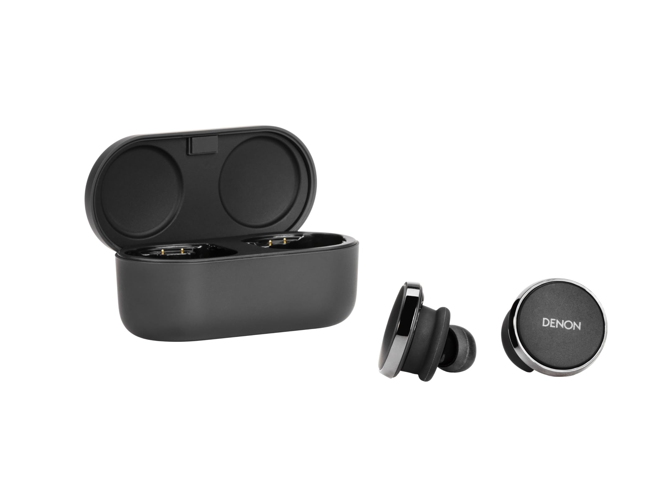 Denon PerL Pro True Wireless Earbuds - Adaptive Active Noise Cancelling, Personalized Sound with Masimo Adaptive Acoustic Technology, Spatial Audio, Long-Lasting Battery, Wireless Charging, Black