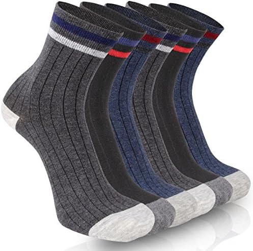 Eallco Men's Cotton Dress Crew Socks 6 Pack Comfortable Athletic Mixed Color Casual Running Sock