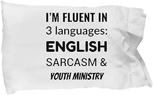 eShopGear Youth Minister Pillow Case - I'm Fluent in 3 Languages - English Sarcasm and Youth Ministry