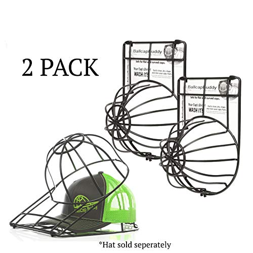 BallcapBuddy Cap Washer Hat Washer The Original Patented Baseball Cap Cleaner Frame/Cage endorsed by Shark Tank Made in USA- 2Pack Black