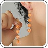 Xduargs Boho Sunflower Earrings Vintage Daisy Flower Long Tassel Earrings Long Flower Daisy Earrings Summer Sunflower Daisy Drop Earrings Jewelry for Women(Pink)