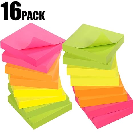 Sticky Notes 3x3 Inches Reliably Post Notes Stick And Re Stick4 Neon Colors Recyclable Sticky Pads For Reminders Self Stick Notes For Office