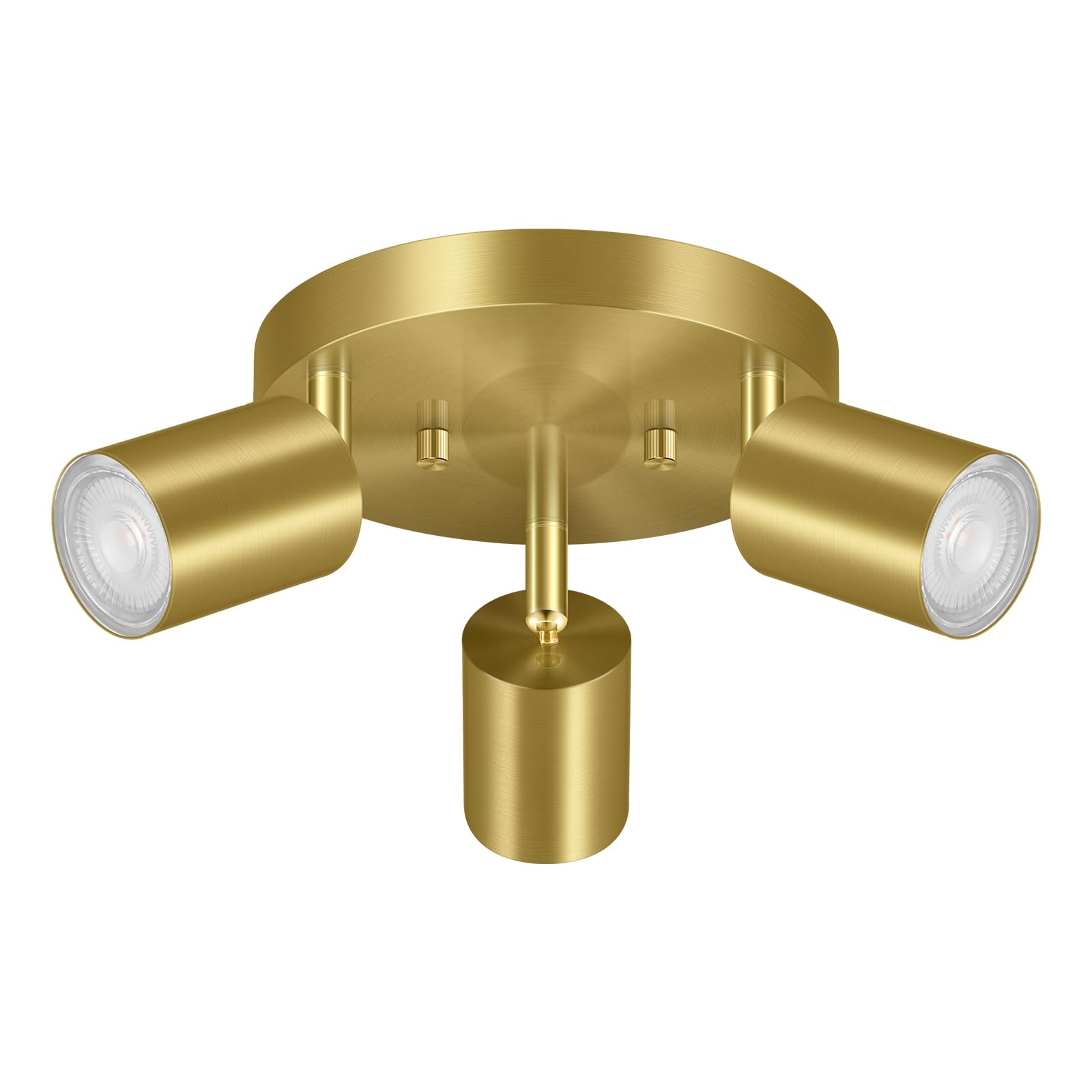 Photo 1 of 3 Light Track Lighting Fixtures Ceiling, Gold Round Directional Ceiling Spotlight, GU10 Flush Mount Track Fixture, Adjustable Modern LED Ceiling Lights for Kitchen/Living Room, Bulb Not Included