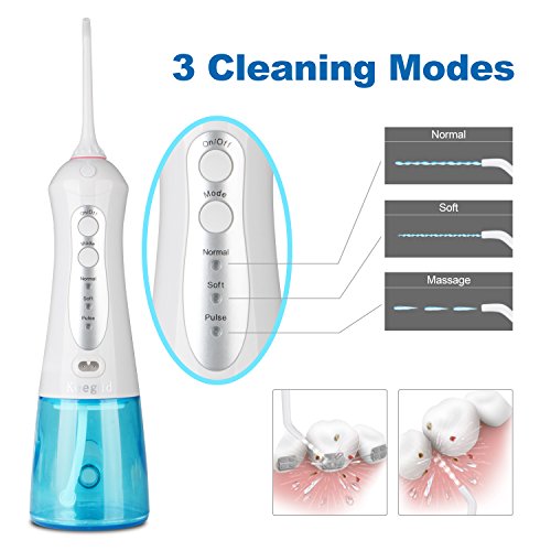 Water Flosser Detachable Water Tank with Drain Hole Keep the Motor Dry Rechargeable Oral Irrigator Waterproof Keegud Cordless Dental Flosser 3 Pressure Normal/Soft/Pulse 4 Tips Portable Bag For Travel - Thumbnail 4