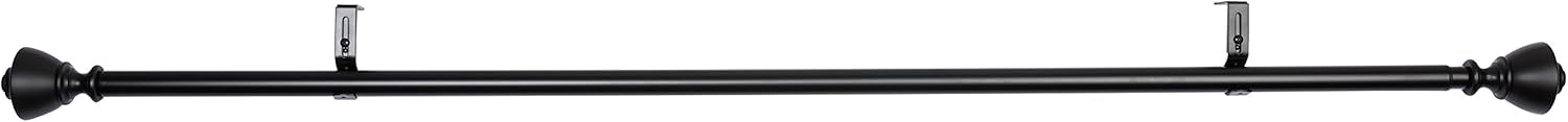 Basics 1-Inch Wall Curtain Rod with Urn Finials, 72 to 144 Inch, Black: Home & Kitchen